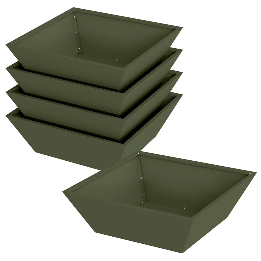 Cache-pot de jardin 5 pc Vert olive 50 x 50 x 15 cm - 2