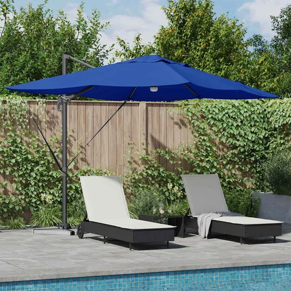 Parasol 351 x 250 x 253 cm Polyester et Aluminium Azur