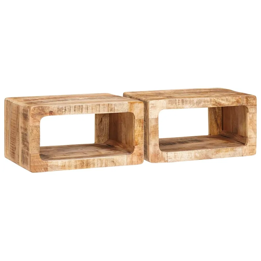Table de chevet 2 pcs Marron Bois de mangue massif