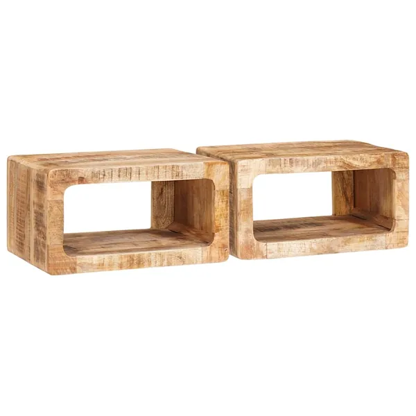 Table de chevet 2 pcs Marron Bois de mangue massif