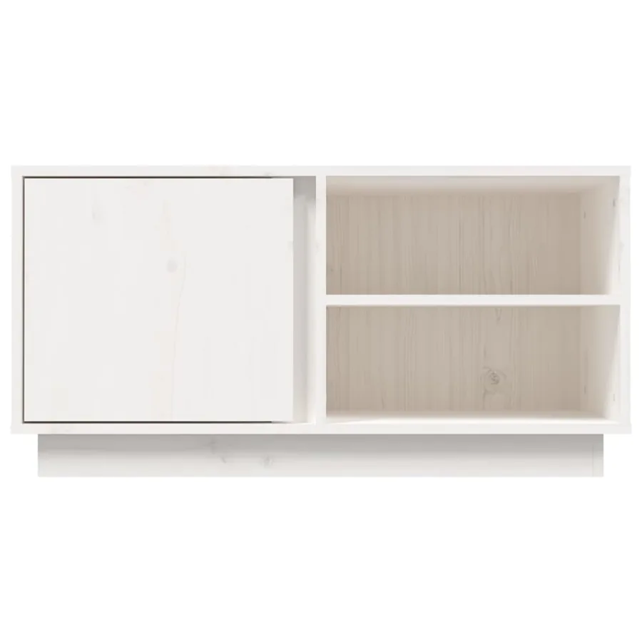 Meuble TV Blanc 80x35x40,5 cm Bois de pin massif - 6
