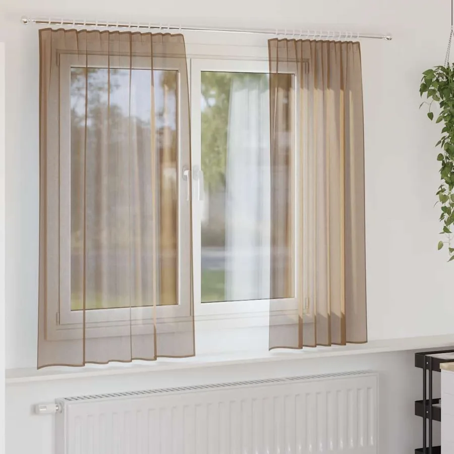 Rideaux en voile à œillets 2 pcs marron clair