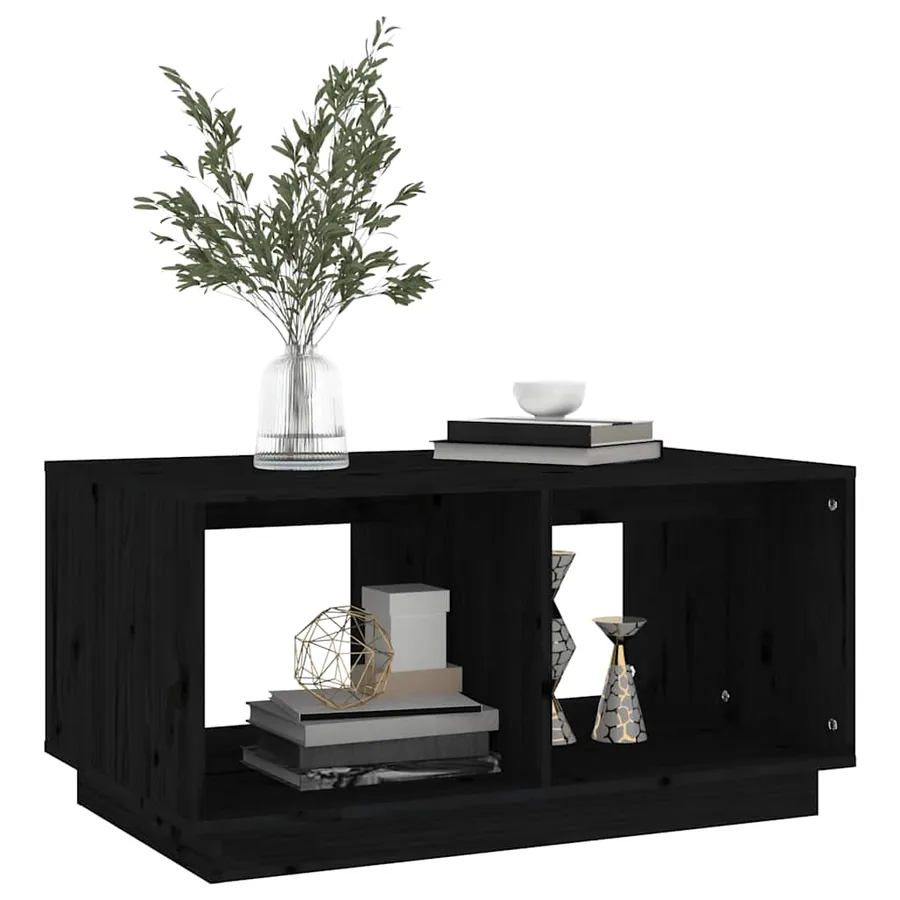 Table basse Noir 80x50x40 cm Bois massif de pin - 4
