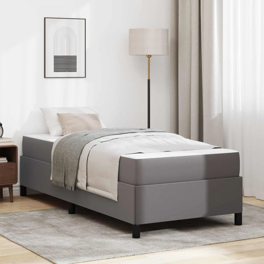 Cadre de lit avec matelas Gris 80 x 200 cm tissu