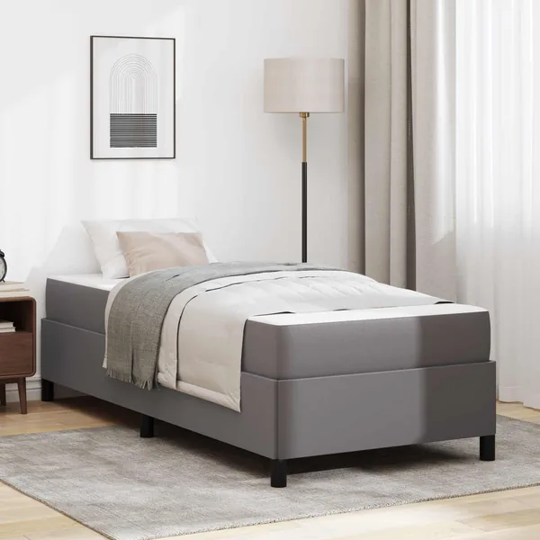 Cadre de lit avec matelas Gris 80 x 200 cm tissu