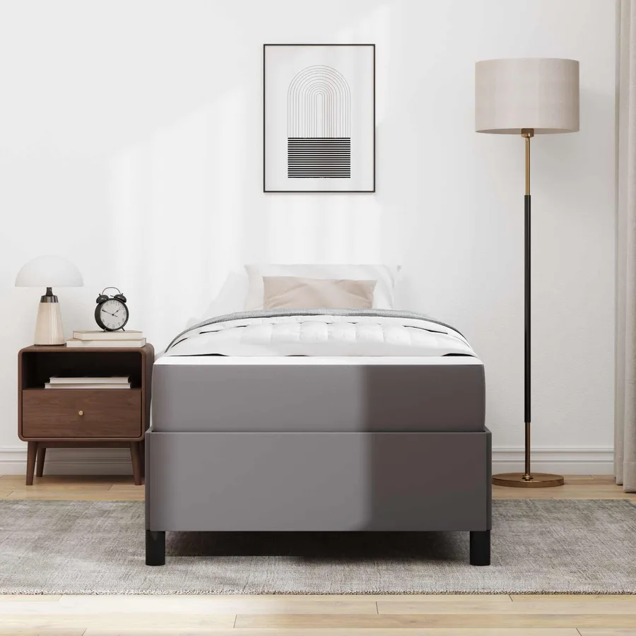 Cadre de lit avec matelas Gris 80 x 200 cm tissu - 4