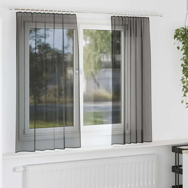 Rideaux en voile avec passe-tringles 2 pcs noir