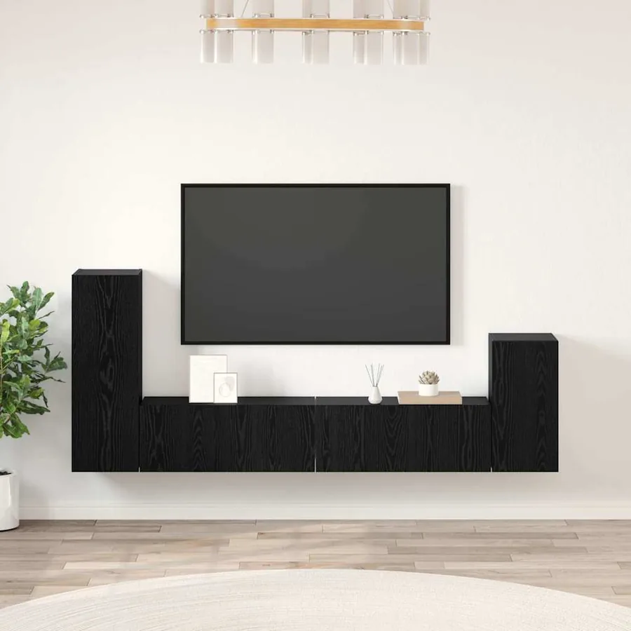 Meuble TV mural 3 pcs Chêne noir Bois d'ingénierie