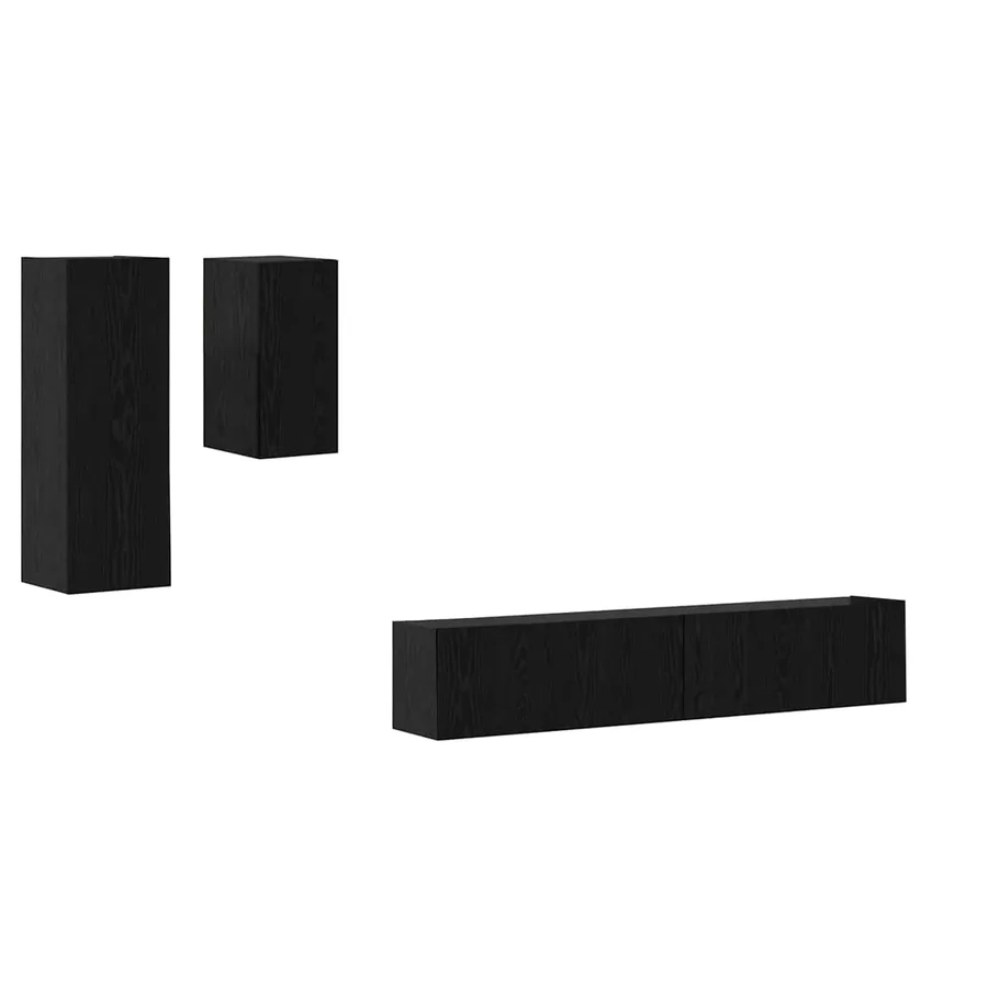 Meuble TV mural 3 pcs Chêne noir Bois d'ingénierie - 2