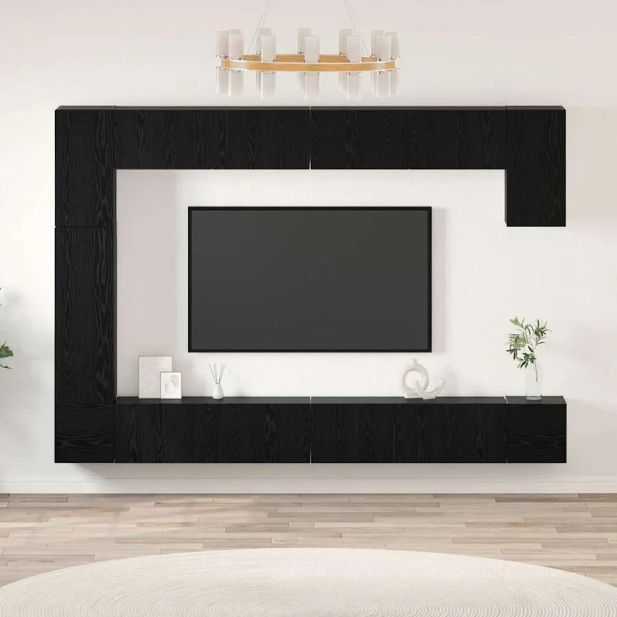 Ensemble meuble TV 9 pcs Chêne noir Bois d'ingénierie
