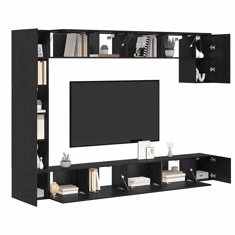 Ensemble meuble TV 9 pcs Chêne noir Bois d'ingénierie - 3