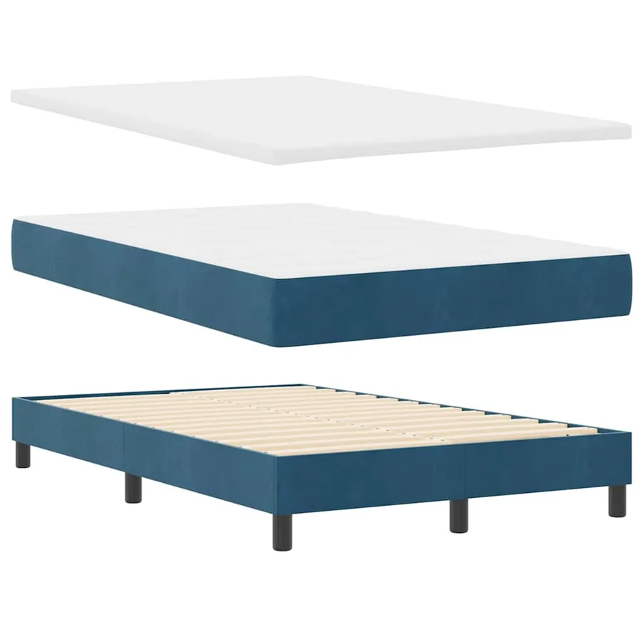 Lit à ressorts avec matelas Bleu foncé 120 x 190 cm Velours - 5