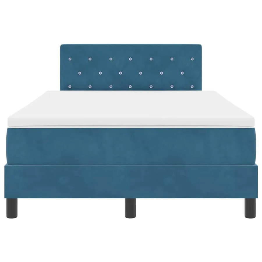 Lit à ressorts avec matelas Bleu foncé 120 x 190 cm Velours - 7