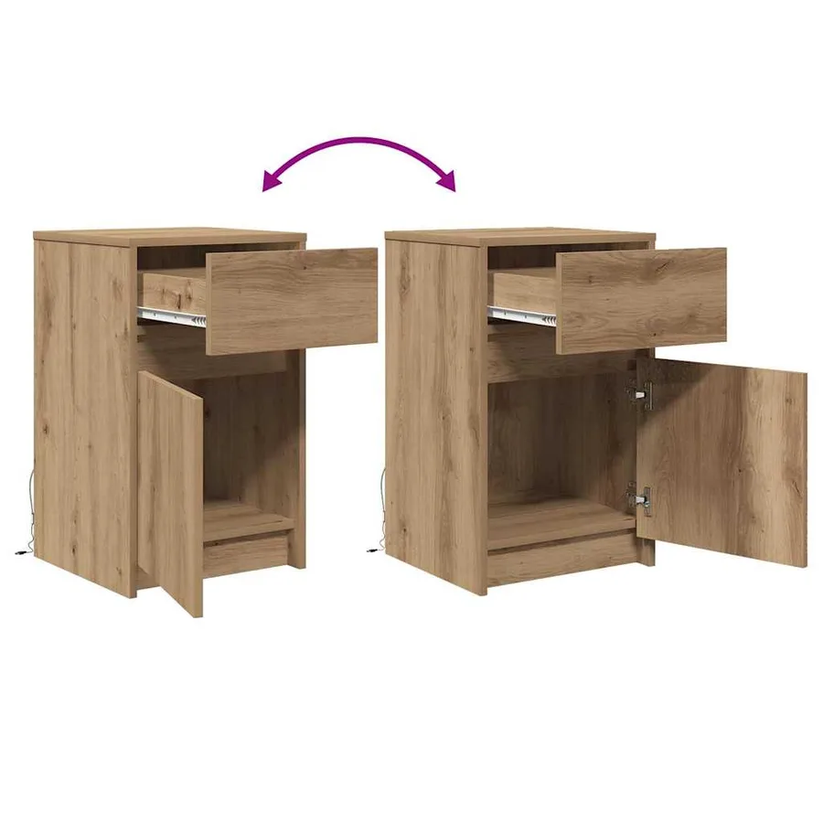 Armoire de chevet LED chêne artisanal 38 x 34 x 61 cm - 12