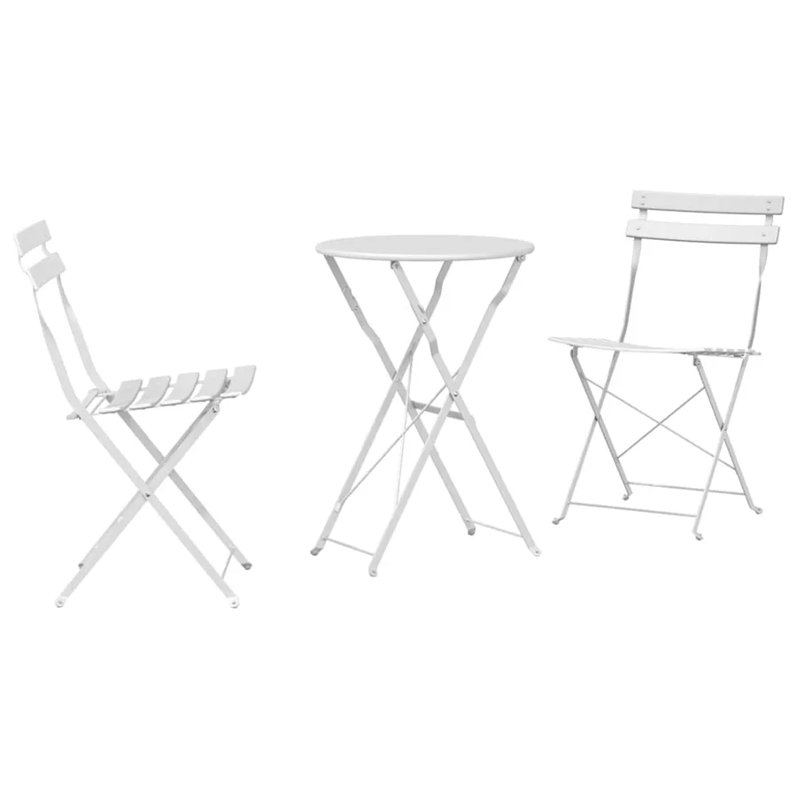 Ensemble bistro pliant 3 pcs Blanc Acier - 2