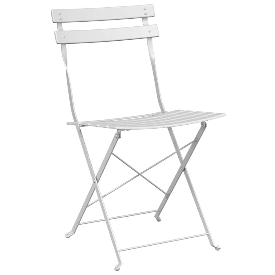 Ensemble bistro pliant 3 pcs Blanc Acier - 5