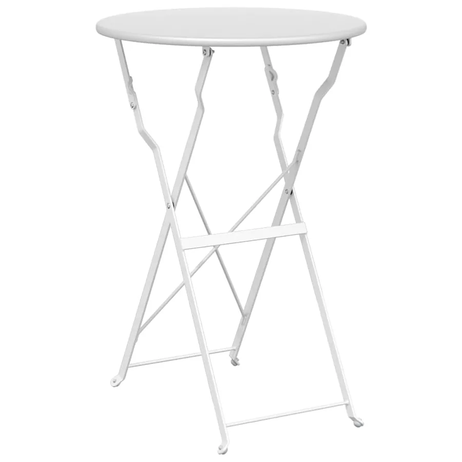 Ensemble bistro pliant 3 pcs Blanc Acier - 6
