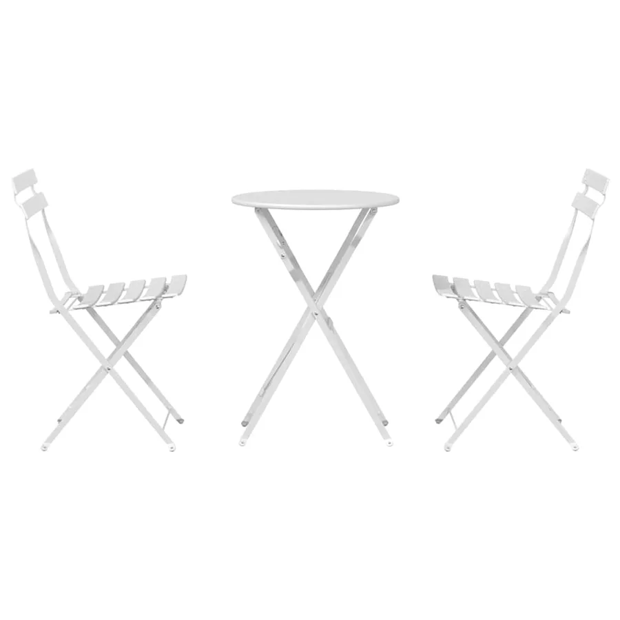Ensemble bistro pliant 3 pcs Blanc Acier - 7