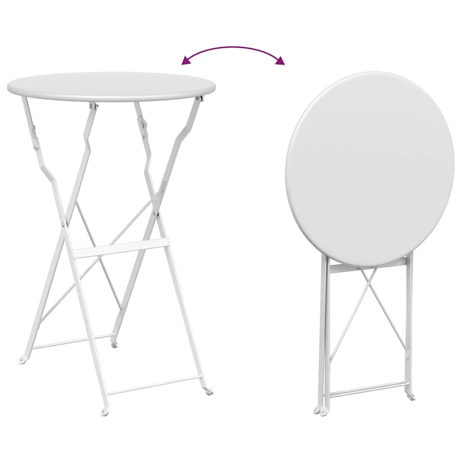 Ensemble bistro pliant 3 pcs Blanc Acier - 8