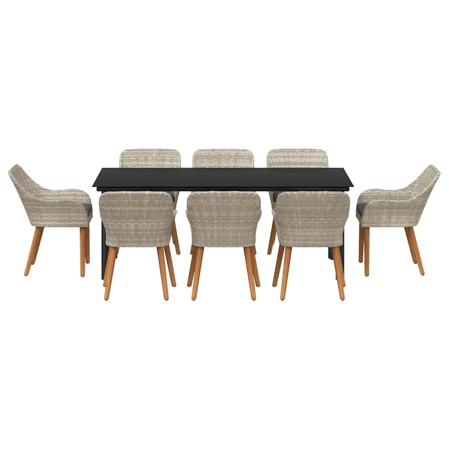 Ensemble de salle à manger pour jardin 9 pcs Gris clair - 7