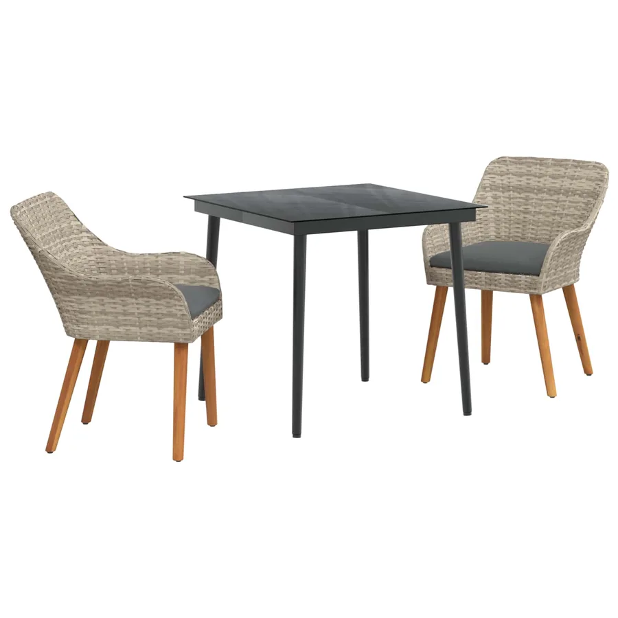 Ensemble de salle à manger pour jardin 3 pcs Gris clair - 2