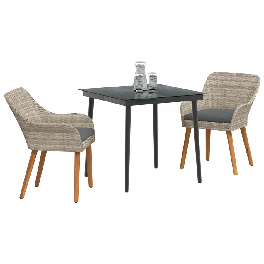 Ensemble de salle à manger pour jardin 3 pcs Gris clair - 3