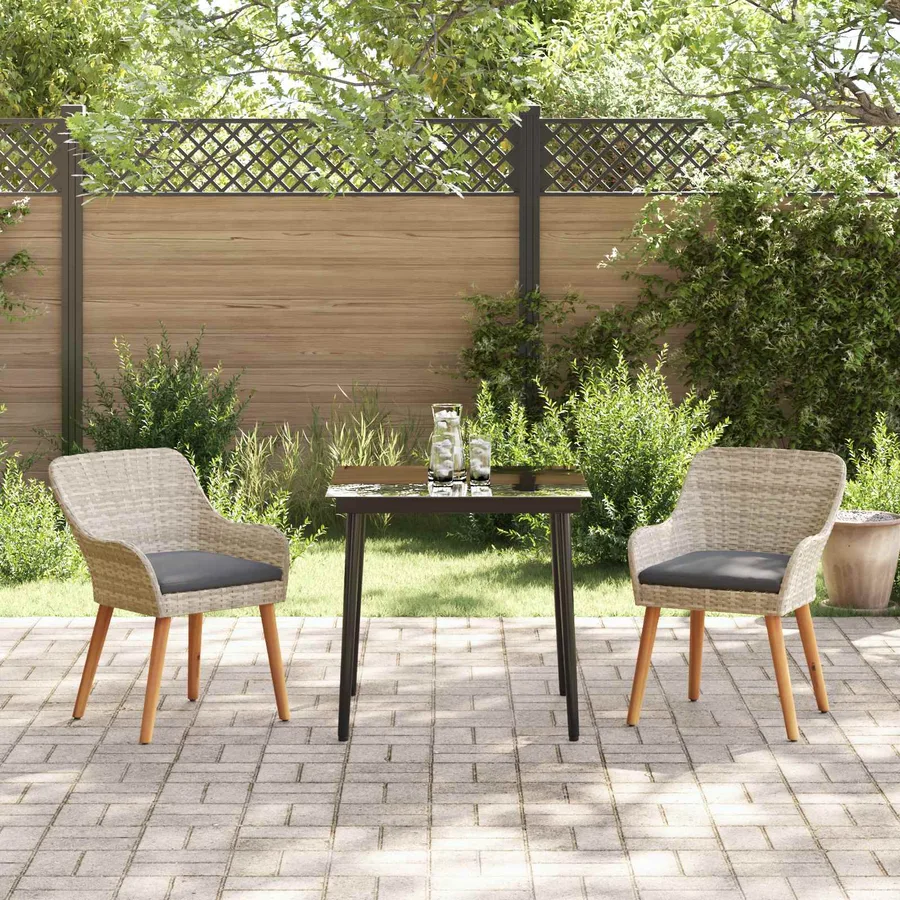 Ensemble de salle à manger pour jardin 3 pcs Gris clair - 4