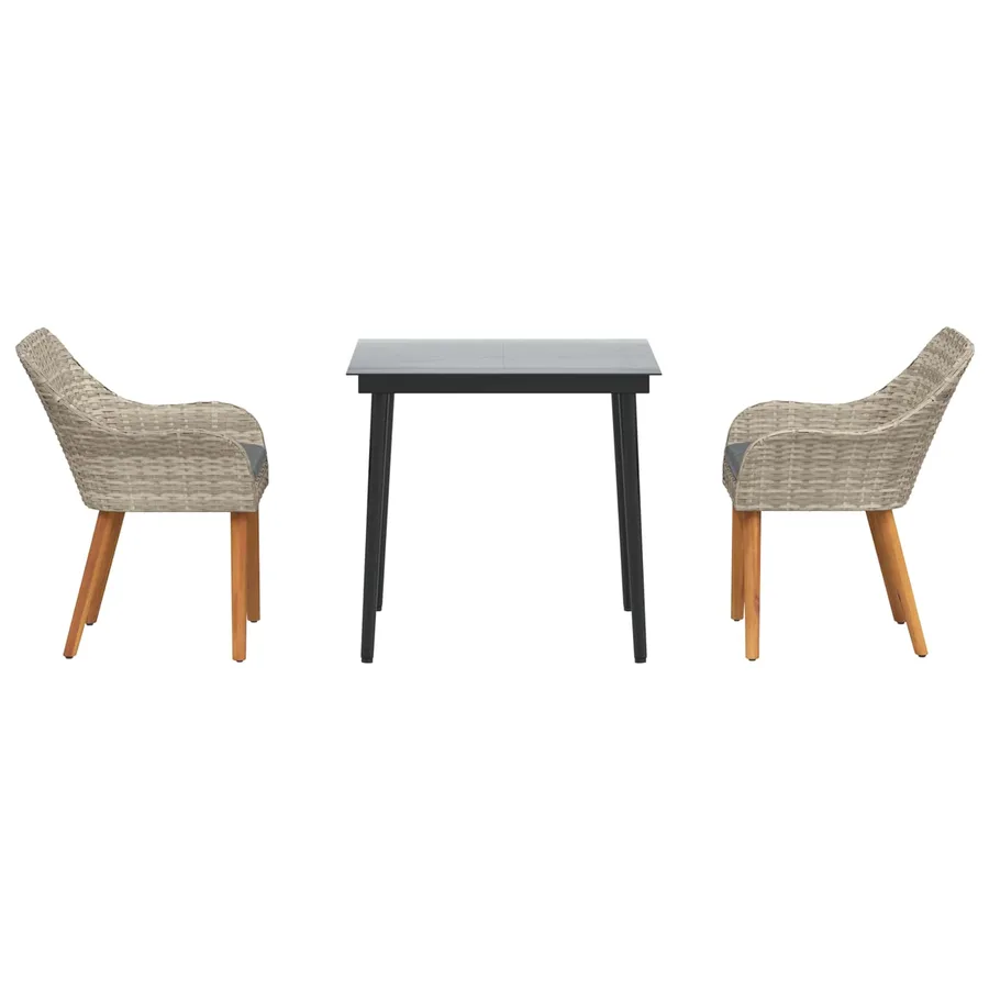 Ensemble de salle à manger pour jardin 3 pcs Gris clair - 7