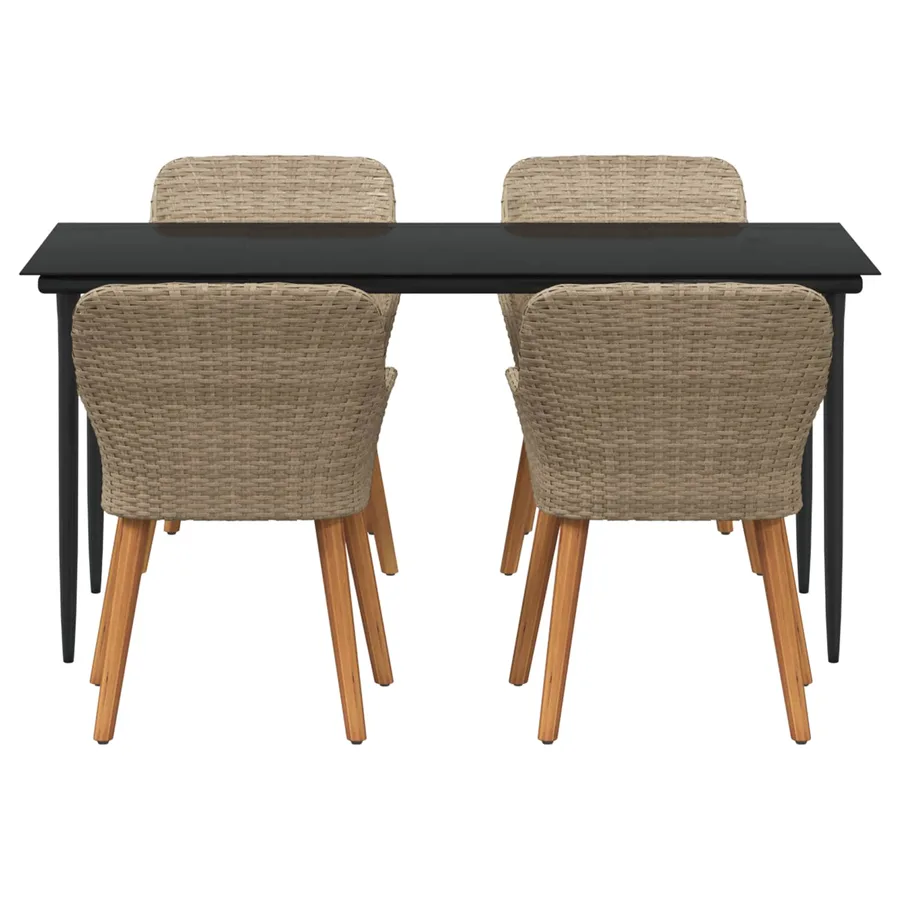 Ensemble de salle à manger pour jardin 5 pcs Beige polyrotin - 3