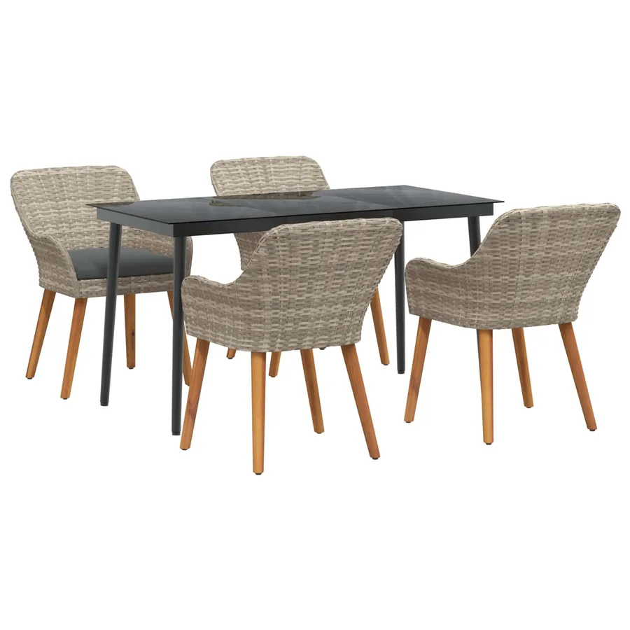Ensemble de salle à manger pour jardin 5 pcs Gris clair - 2