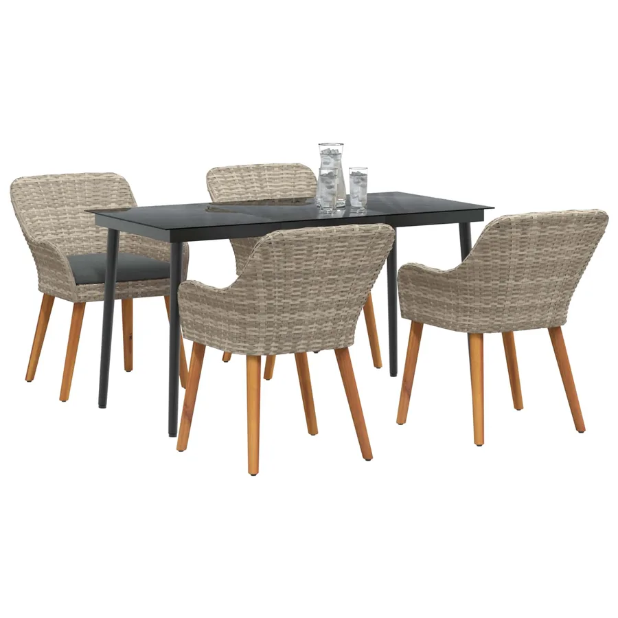 Ensemble de salle à manger pour jardin 5 pcs Gris clair - 3