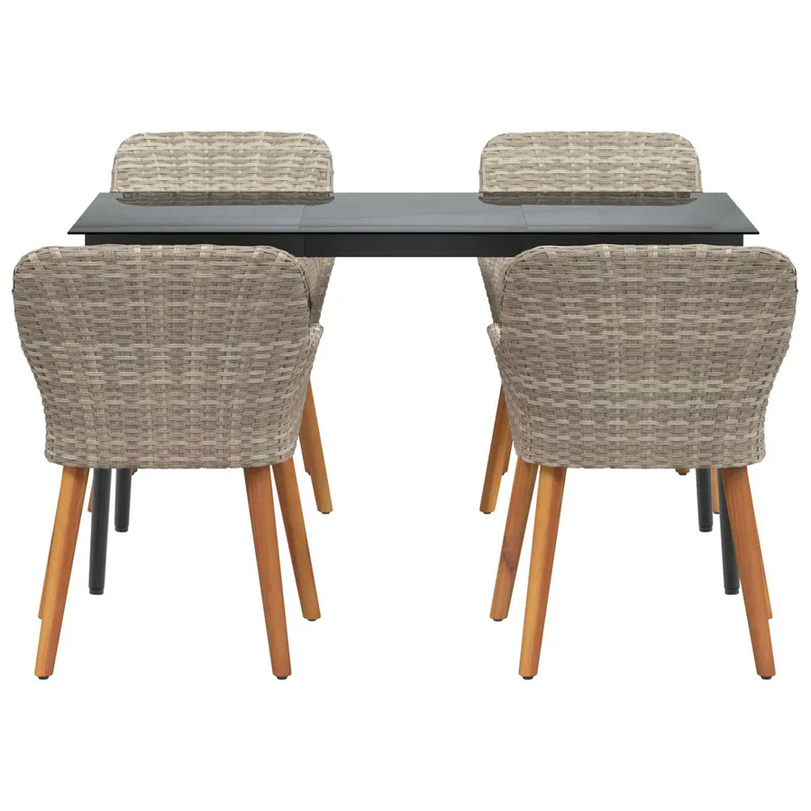 Ensemble de salle à manger pour jardin 5 pcs Gris clair - 7