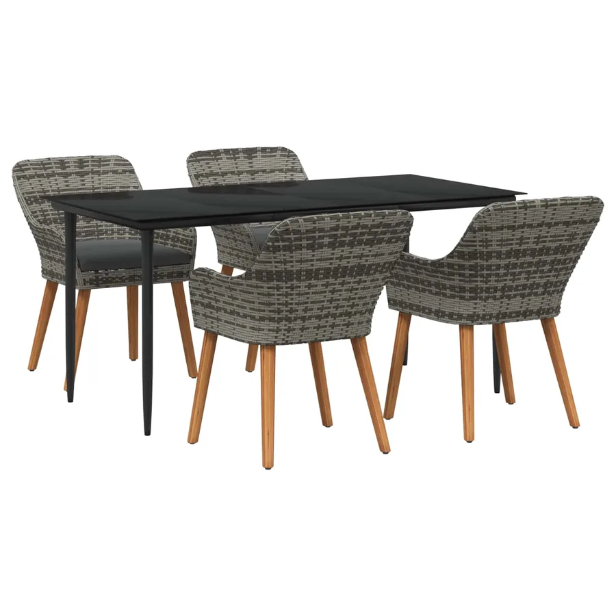 Ensemble de salle à manger pour jardin 5 pcs Gris polyrotin