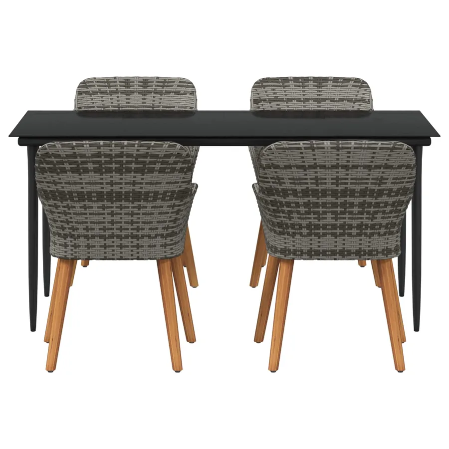Ensemble de salle à manger pour jardin 5 pcs Gris polyrotin - 3