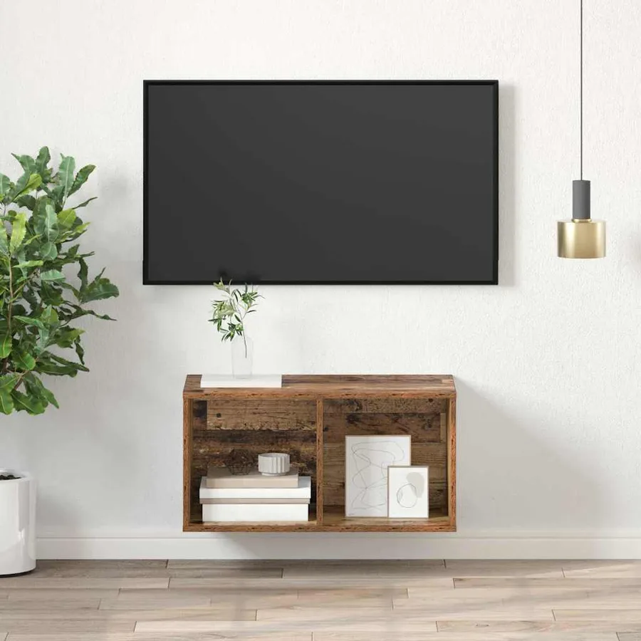 Ensemble meuble TV Montage mural Bois Ancien 37 x 37 x 72 cm - 4