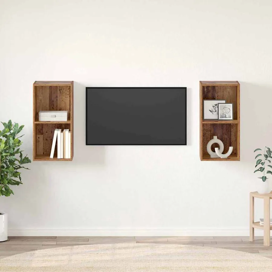 Ensemble meuble TV 2 pcs Bois Ancien 37 x 37 x 72 cm