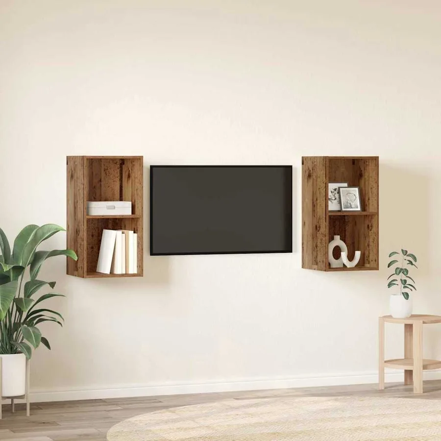 Ensemble meuble TV 2 pcs Bois Ancien 37 x 37 x 72 cm - 4