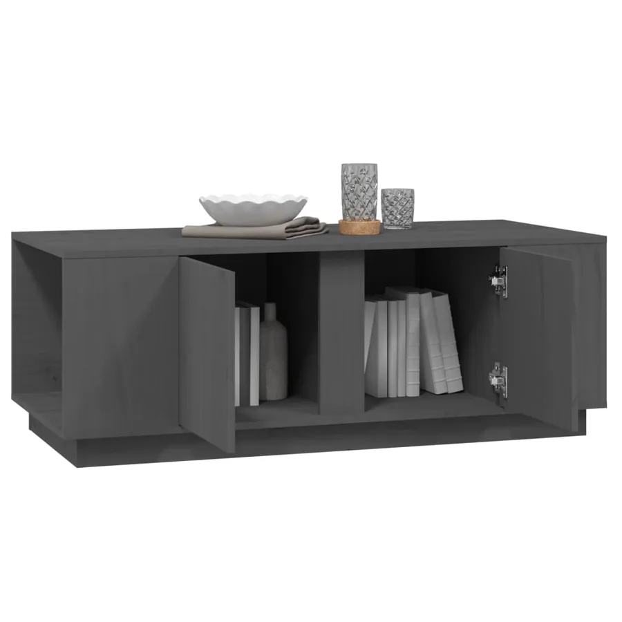 Table basse Gris 110x50x40 cm Bois massif de pin - 4