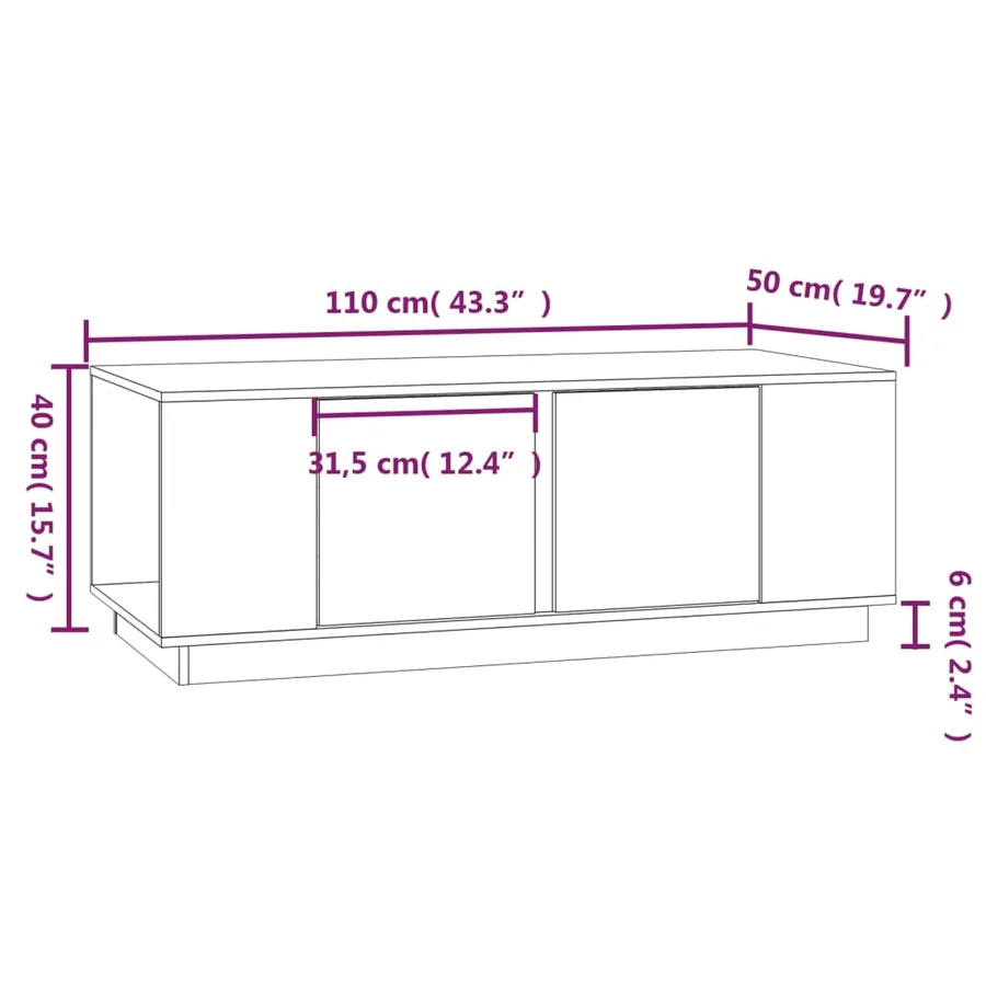 Table basse Gris 110x50x40 cm Bois massif de pin - 9