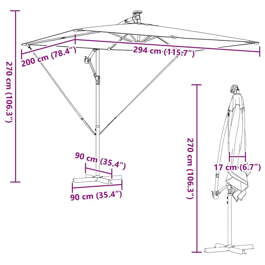 Parasol Sable 294 x 200 x 270 cm Polyester et Aluminium - 16