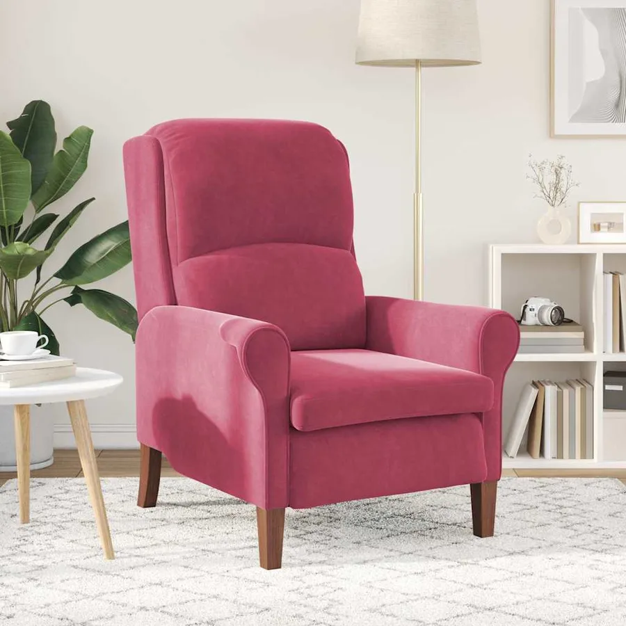 fauteuil Rouge bordeaux Velours - 3