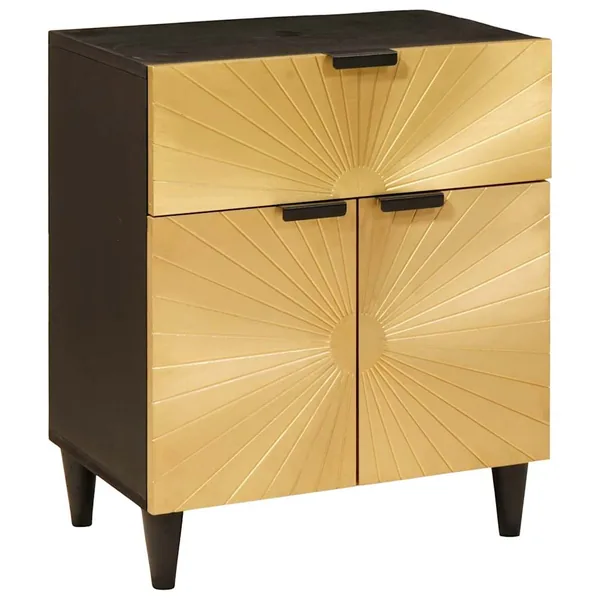 Table de chevet Noir et or 50 x 33 x 60 cm Bois d'ingénierie