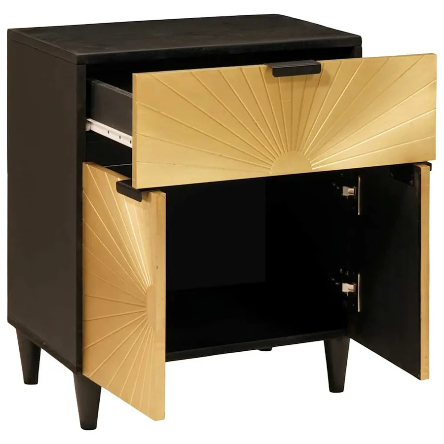 Table de chevet Noir et or 50 x 33 x 60 cm Bois d'ingénierie - 2