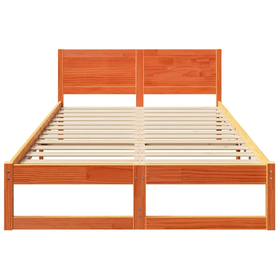 Cadre de lit avec tête de lit Brun cire 140 x 190 cm Pin massif - 5
