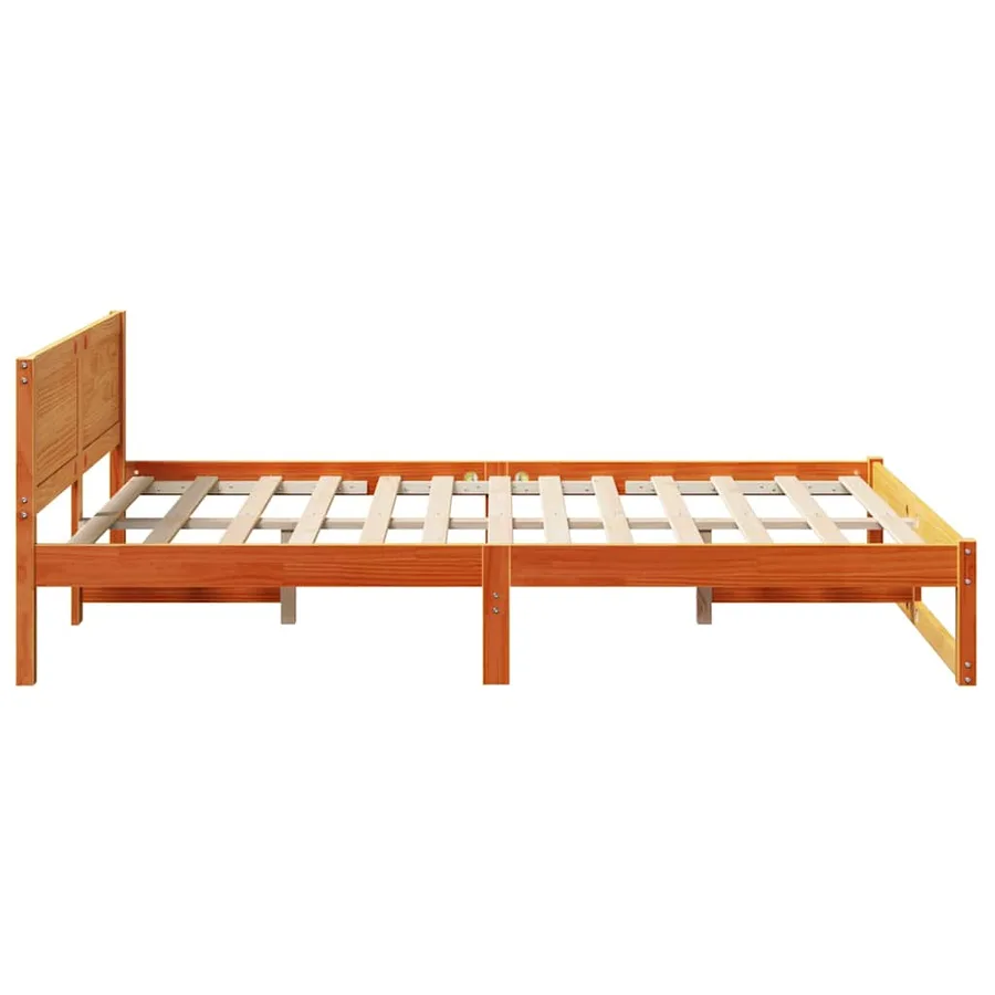 Cadre de lit avec tête de lit Brun cire 140 x 190 cm Pin massif - 6