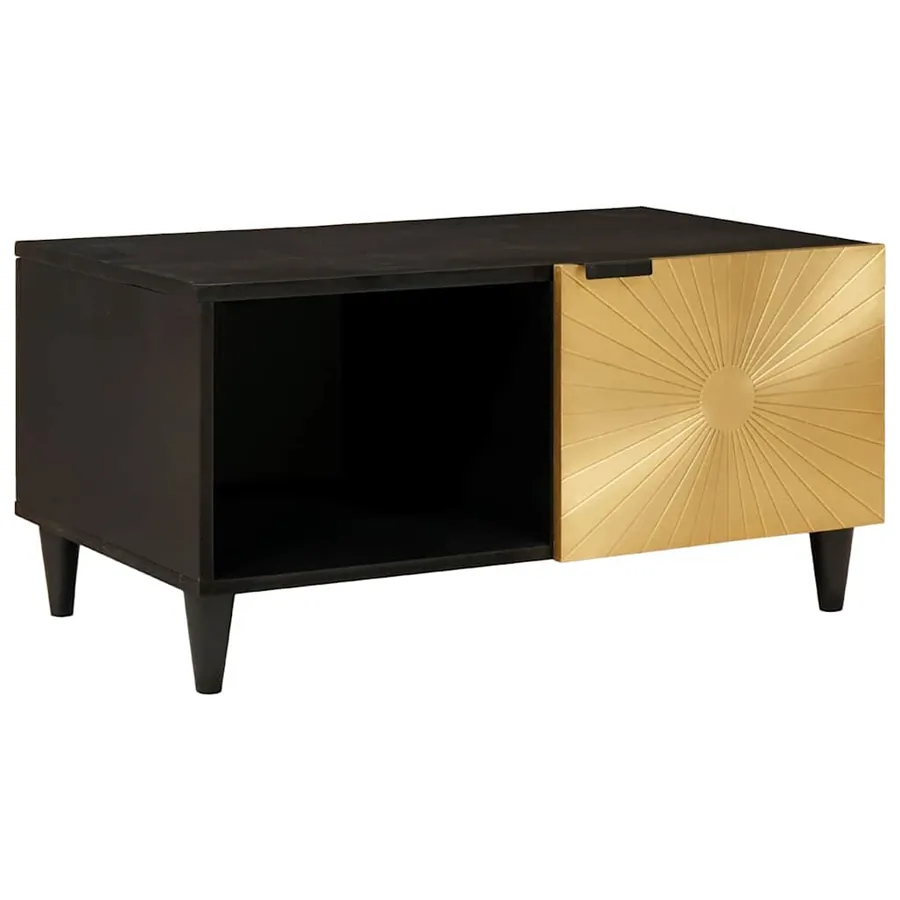 Table basse Noir et or 80 x 50 x 40 cm Bois d'ingénierie