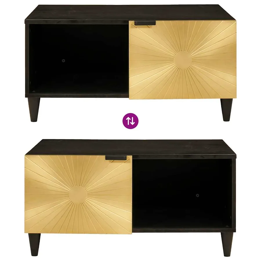 Table basse Noir et or 80 x 50 x 40 cm Bois d'ingénierie - 10