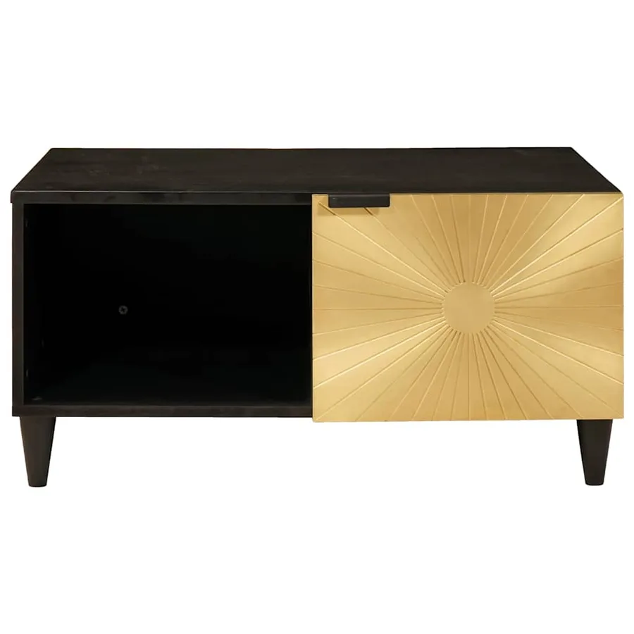 Table basse Noir et or 80 x 50 x 40 cm Bois d'ingénierie - 3