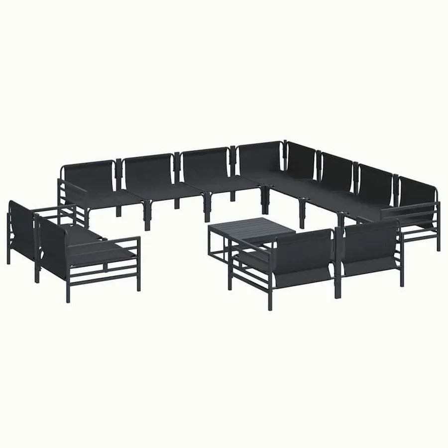 Ensemble de canapé de jardin avec coussin 12 pcs Noir Acier - 7
