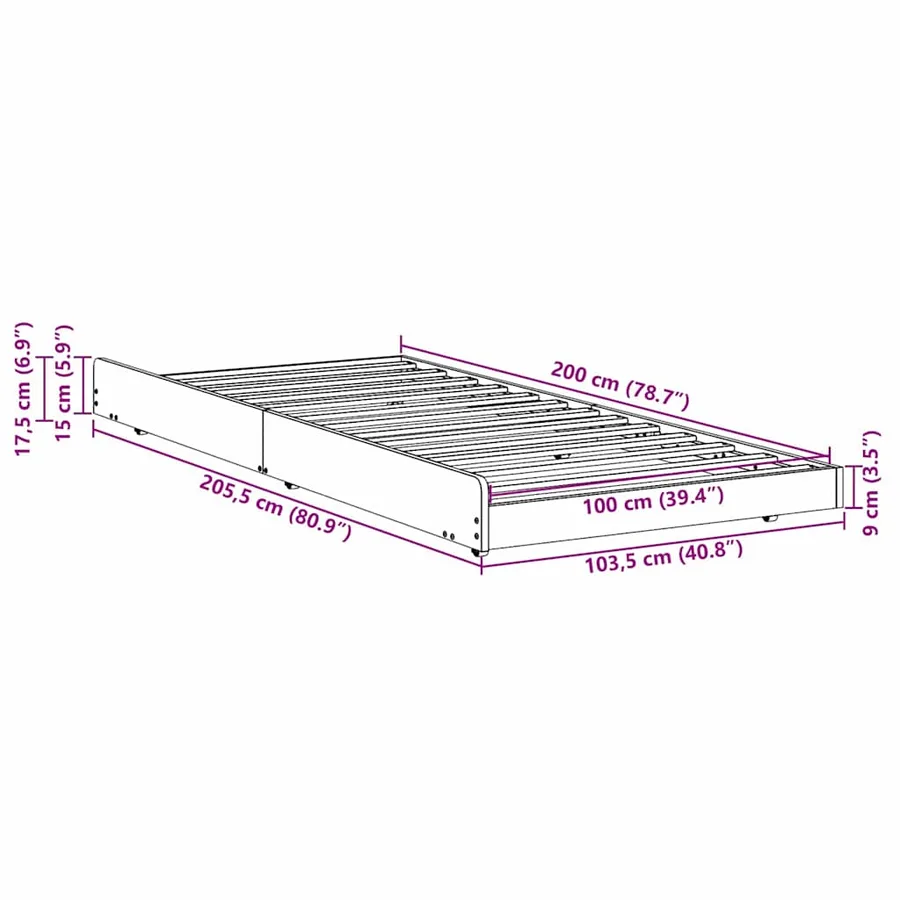 Cadre de lit Blanc 100 x 200 cm Pin massif - 12